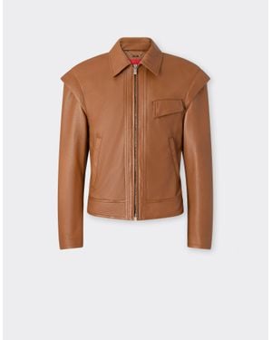 Ferrari Deer-Effect Nappa Leather Blouson - Brown