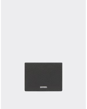 Ferrari Garnet Leather Card Holder With Printed Logo - White