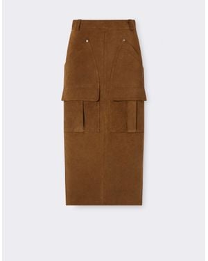 Ferrari Suede Skirt With Pockets - Brown