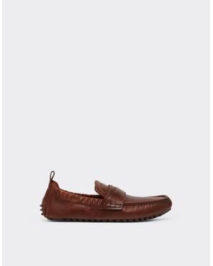 Ferrari Chaussures De Conduite En Cuir Suede - Marron