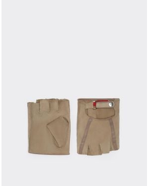 Ferrari X Charles Leclerc Suede Fingerless Driving Gloves - White