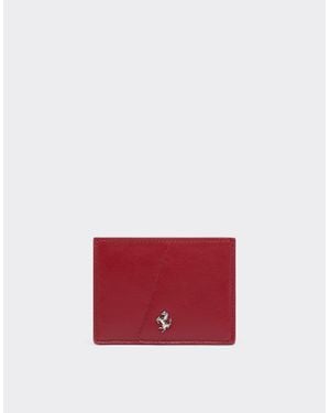 Ferrari Smooth Leather Card Holder - Red