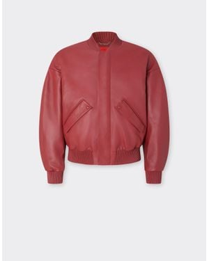 Ferrari Rubberized Nappa Leather Bomber Jacket - Red