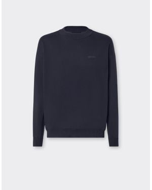 Ferrari Cotton And Silk Long Sleeve Jumper - Blue