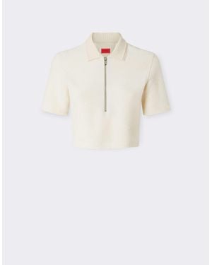 Ferrari Cropped Bouclé Terry Polo Shirt - Blue