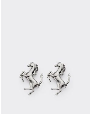 Ferrari Pendientes Con Cavallino Rampante - Blanco