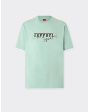 Ferrari Cotton T-Shirt With Embroidery - Green