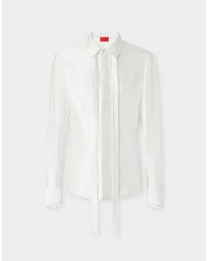 Ferrari Satin Shirt With Micro-Stripe Pattern - White