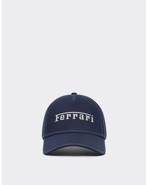 Ferrari Baseball Cap With Rubberized Logo - Blue