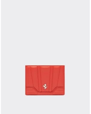 Ferrari Gt Leather Card Holder With Livery Motif - Red