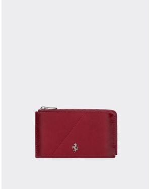 Ferrari Wallet With Zip - Red
