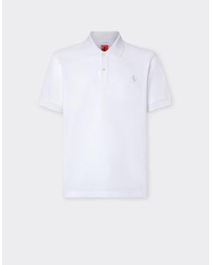 Ferrari Polo De Piqué De Algodón Ecológico Con Cavallino Rampante - Blanco