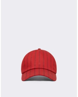 Ferrari Striped Baseball Cap With Logo - Red