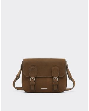 Ferrari Waxed Leather Messenger Bag - Brown