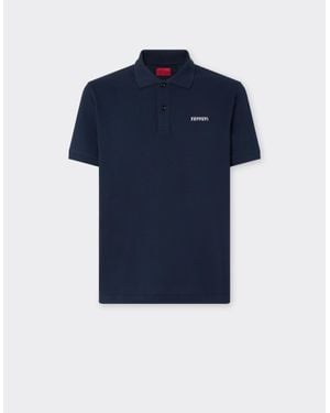 Ferrari Cotton Polo Shirt With Logo - Blue