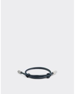 Ferrari Tubular Leather Bracelet With Engraved Prancing Horse - White
