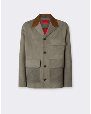 Ferrari Viscose Cady Jacket With Contrast Collar - Green