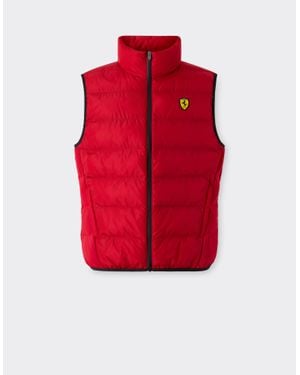 Ferrari Quilted Nylon Vest With Scudetto - Red