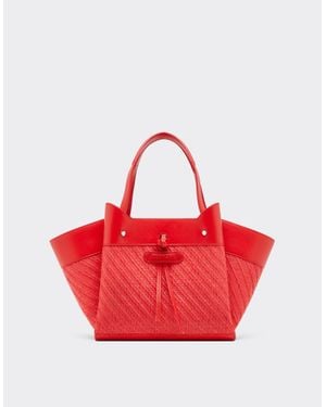 Ferrari Small Raffia And Leather Tote Bag - Red