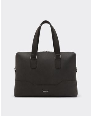 Ferrari Waxed Leather Briefcase - Black