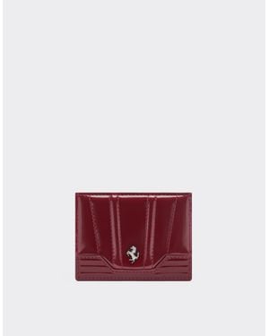 Ferrari Gt Glossy Leather Card Holder - Red