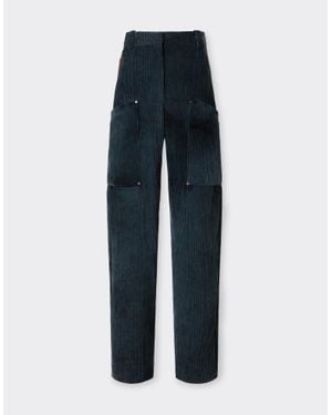 Ferrari Corduroy Trousers With Oversized Pockets - Blue