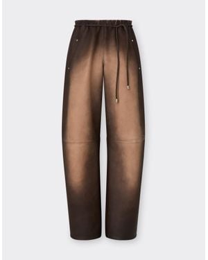 Ferrari Airbrushed Leather Trousers - Brown