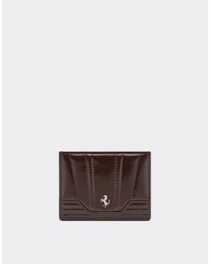 Ferrari Gt Glossy Leather Card Holder - Brown