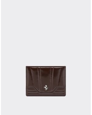 Ferrari Gt Glossy Leather Card Holder - Brown