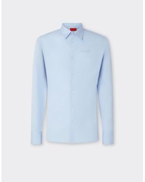 Ferrari Poplin Shirt With Embroidered Logo - Blue