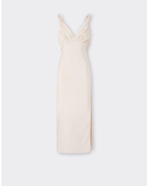 Ferrari Long Cupro Twill Dress - White