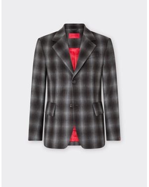 Ferrari Tartan Wool Flannel Blazer - Gray