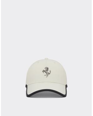 Ferrari Baseball Cap With Metal Prancing Horse - White