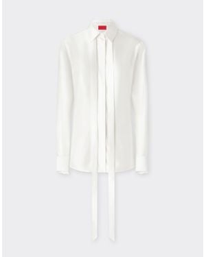 Ferrari Satin Shirt With Micro-Stripe Pattern - White