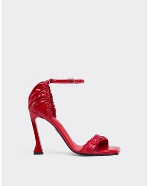 Ferrari Sandale Haute En Cuir Verni Avec Lanière - Rouge