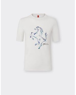 Ferrari T-Shirt With Prancing Horse Graphic - White