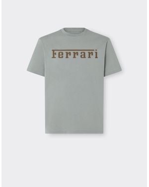 Ferrari Cotton T-Shirt With Logo - Grey
