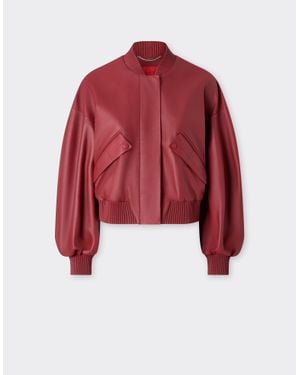 Ferrari Rubberized Nappa Leather Bomber Jacket - Red