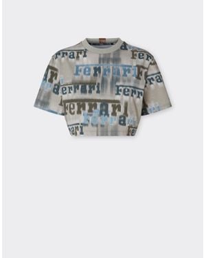 Ferrari Cropped T-Shirt With Ikat Print - Gray