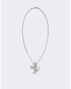 Ferrari Prancing Horse Rhinestone Necklace - White