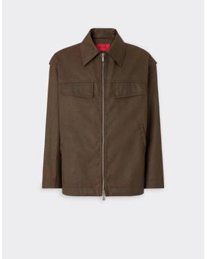 Ferrari Technical Gabardine Jacket With A Vintage Effect - Brown