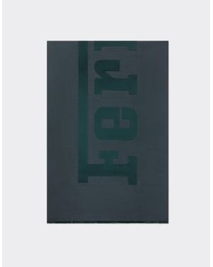 Ferrari Wool And Silk Scarf With Jacquard Logo - Green