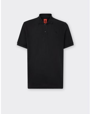 Ferrari Organic Cotton Piqué Polo Shirt With Prancing Horse - Black