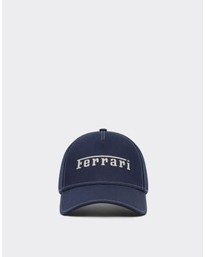 Ferrari Baseball Cap With Rubberized Logo - Blue