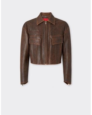 Ferrari Damask Leather Blouson - Brown
