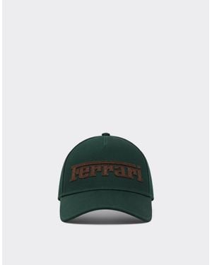 Ferrari Cotton Twill Baseball Cap With Embroidery - Green