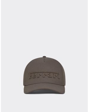 Ferrari Crepe Baseball Cap With Embroidered Logo - Brown