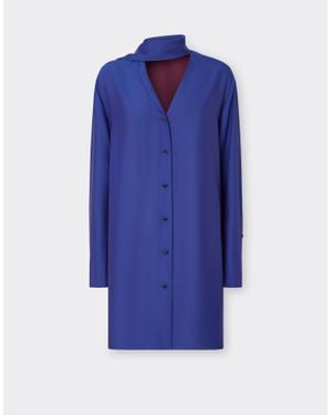Ferrari Viscose Satin Shirt Dress - Blue