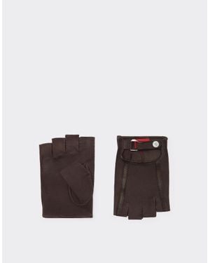 Ferrari Fingerless Suede Driving Gloves - Brown