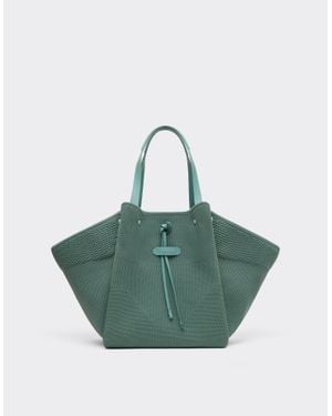 Ferrari Knitted And Leather Tote Bag - Green